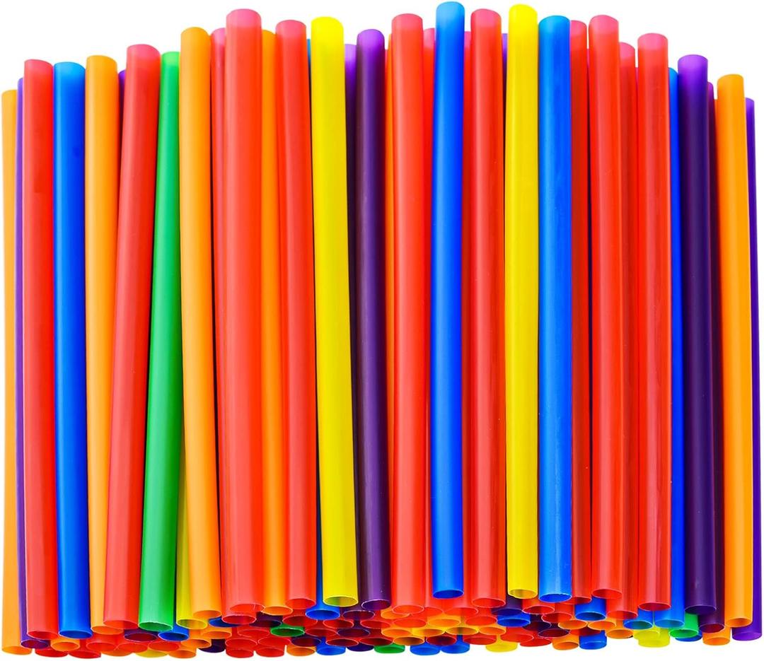 200PCS Jumbo Smoothie Straws,(0.4" Diameter X8.3"Long) Colorful Disposable Plastic Large Wide-mouthed Straw