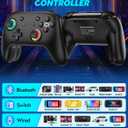 Switch Controller, Wireless Bluetooth Controller for Nintendo Switch 2/Switch/Lite/OLED, game controllers Compatible with iPhone/Mac/iPad/iOS/Android/Phone/PC/Steam and TV with Rotary Motors, RGB Hall Effect Joysticks/Macro Back Buttons/Turbo Modes/6-Axis/Motion/Wake up (Black)