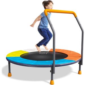 3FT Foldable Trampoline for Kids, 36 Mini Small Trampoline with Handle Bar Indoor Outdoor, Height-Adjustable,Max Load 150LBS,Toddler Baby Jumping Mat