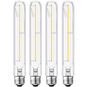 T10 Tubular Bulbs,E26 Dimmable Led Light Bulbs 4W Equal 40 Watt,4000K Daylight,8.9 Inches Long Led Tube Bulb,T10 Clear Glass Cover,4Pack.