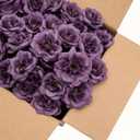 Artificial Silk Roses Flower Heads for Wedding Decorations - 50 Pieces Realistic Bulk Faux Floral for DIY Bridal Shower Arrangements Bridesmaid Bouquets Party Home Centerpieces - Dusty Purple