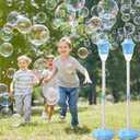 AIERSA Bubble Machine Automatic,Height 47 Inches Vertical Bubble Machine for Parties, Battery Operated Outdoor Bubble Maker with Lights,Bubble Blower Machine for Weeding (2 Pack)