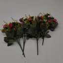 Duovlo 7 Branch 21 Heads Artificial Flowers Bouquet Mini Rose Wedding Home Office Decor,Pack of 4 (Red)