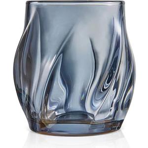 Whiskey Glasses Set of 2, Rocks Glass, 8.5 OZ Drinking Glasses, Creative Twisted Crystal Old Fashioned Cocktail Glass Tumbler for Bourbon, Scotch, Tequila, Cognac, Rum (Smoke)