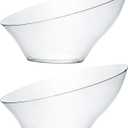 PLASTICPRO Disposable Angled Plastic Bowls Round Medium Serving Bowl, Elegant for Party's, Snack, or Salad Bowl, Clear Pack of 4
