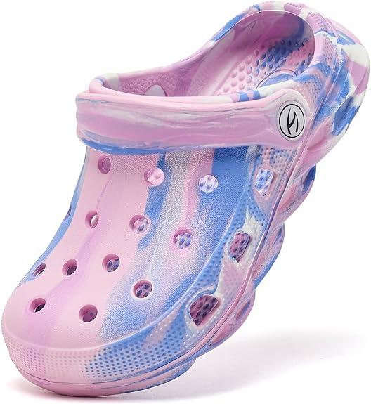 WOUEOI Kid's Tie Dye Clogs Garden Shoes Cartoon Slides Toddler Sandals Beach Slipper Girls Boys 9 Toddler 25