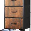 DUMOS Night Stand with 4 Fabric Drawers, Bedside Table for Bedroom, 11.8"D x 17.7"W x 37.4"H