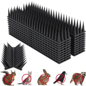 Bird Spikes, 30 Pack Bird Deterrent for Outside, Pigeon Spikes to Keep Raccoon Squirrel Cats Woodpeckers Away, for Fence Garden Roof Yard(28Feet) (Black)