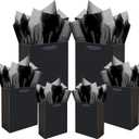 qiqee Black Gift Bags with Tissue Paper Mulit Assorted Sizes 10PCS Present Party Favor Birthday Bags(2pcs Large 13", 4pcs Medium 9", 4pcs Small 6" Bags22pcs Tissue Paper)