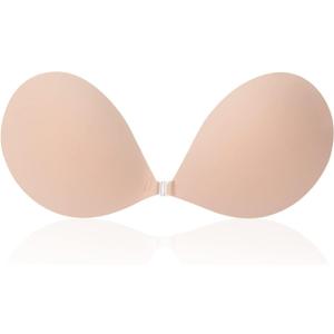Awant Strapless Sticky Bra Invisible Sticky Boobs Silicone Adhesive Bra Backless Pushup Lift Bra Beige