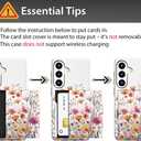 Compatible for Samsung Galaxy S26 Case with Card Holder Cute - Kawaii Design Military-Grade Drop Protection Rugged Wallet Cases for Women (White Pink Flower Fields)