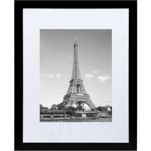11x14 Picture Frame, Display Pictures 8x10 with Mat or 11x14 Without Mat, Wall Hanging Photo Frame, Black