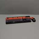 Wireless Keyboard and Mouse Combo, 104 Round Keys Cute Colorful Keyboard and Mouse with Retro Typewriter for PC/Mac/Laptop/Tablet/Computer/Windows Black Red