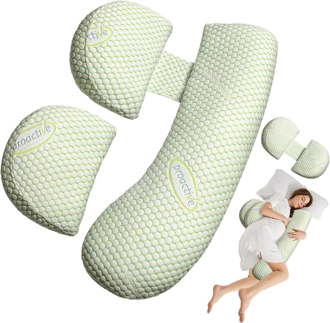 Pregnancy Pillow, Maternity Pillow for Pregnant Women, Soft Maternity Pillow with Detachable & Adjustable Pillow Cover, HIPS Legs (Green)