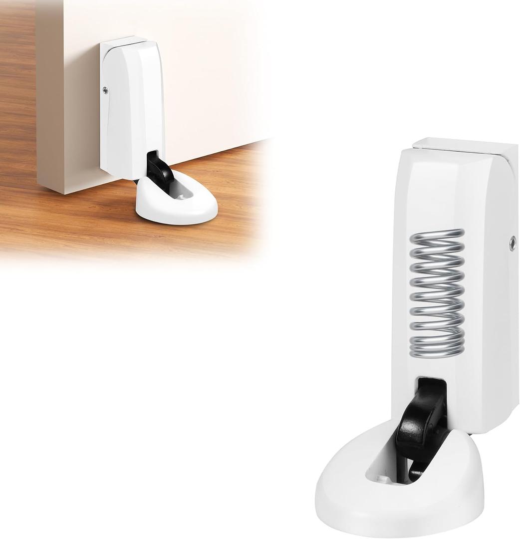 Mechanical Door Stoppers with Hydraulically Silent WYGWP Windproof Heavy Duty Stop Holder Height Adjustable for Offices Home(White)