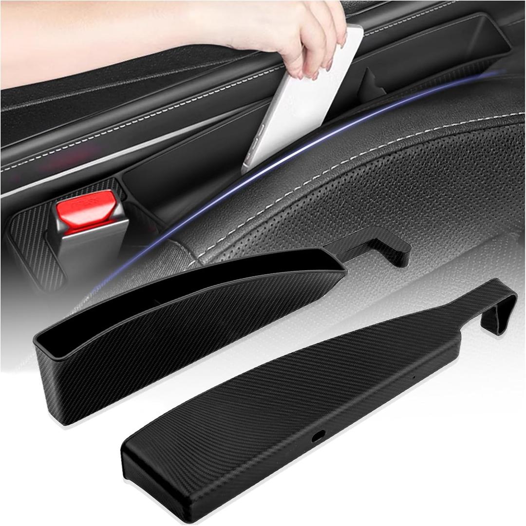 2 x 2PCS Car Seat Gap Filler Organizer with Charging Opening,Multifunctional Car Gap Filler Stop Things from Dropping,Universal Car Accessories Car Seat Storage Box for Phone Key Sunglasses (Black)