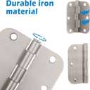 9 Pack Brushed Nickel Hinges, 3.5 Inch Radius, Fit Standard Doors, Satin Nickel Finish