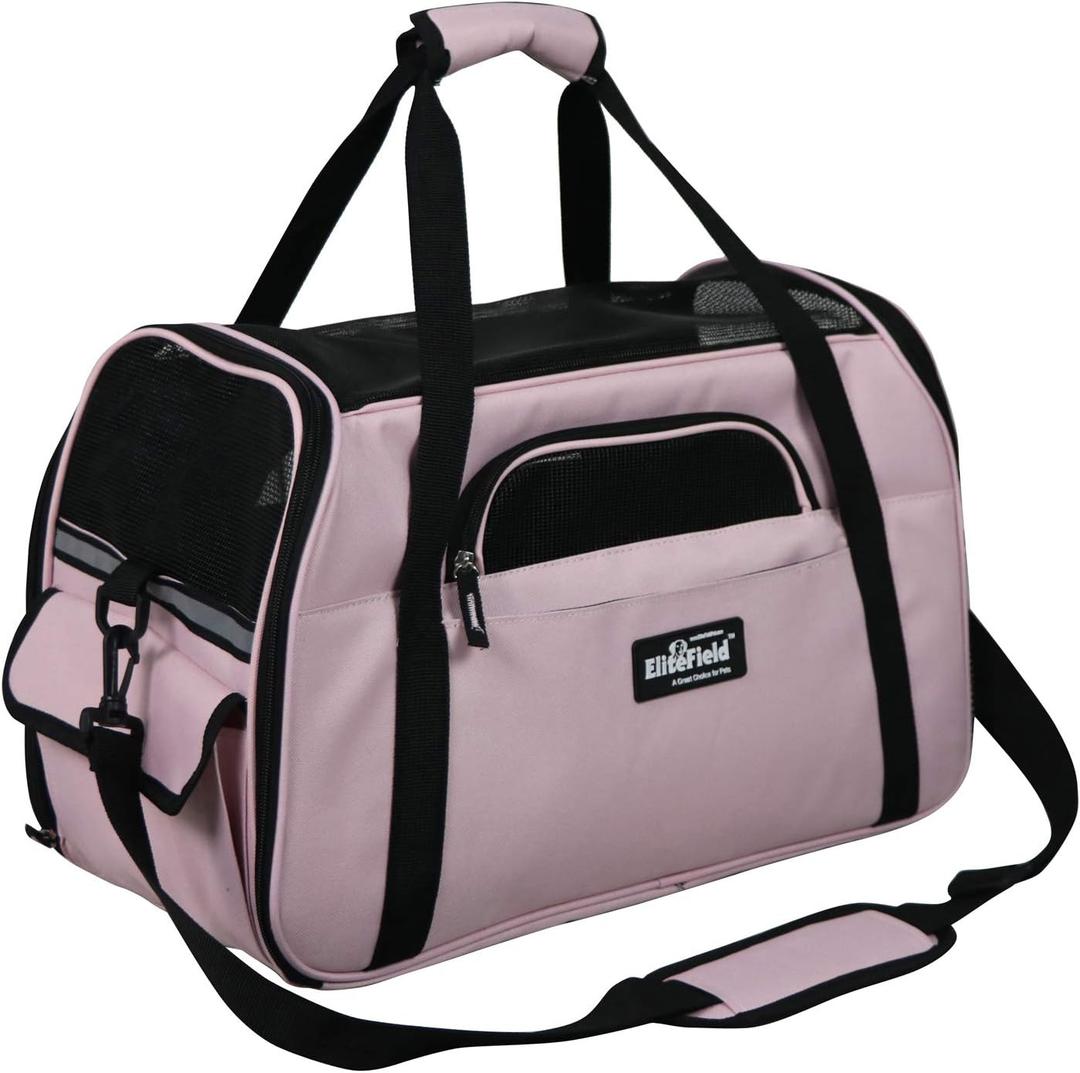 EliteField Soft Sided Pet Carrier (Airline Approved) (Medium: 17" L x 9" W x 12" H, Pink)