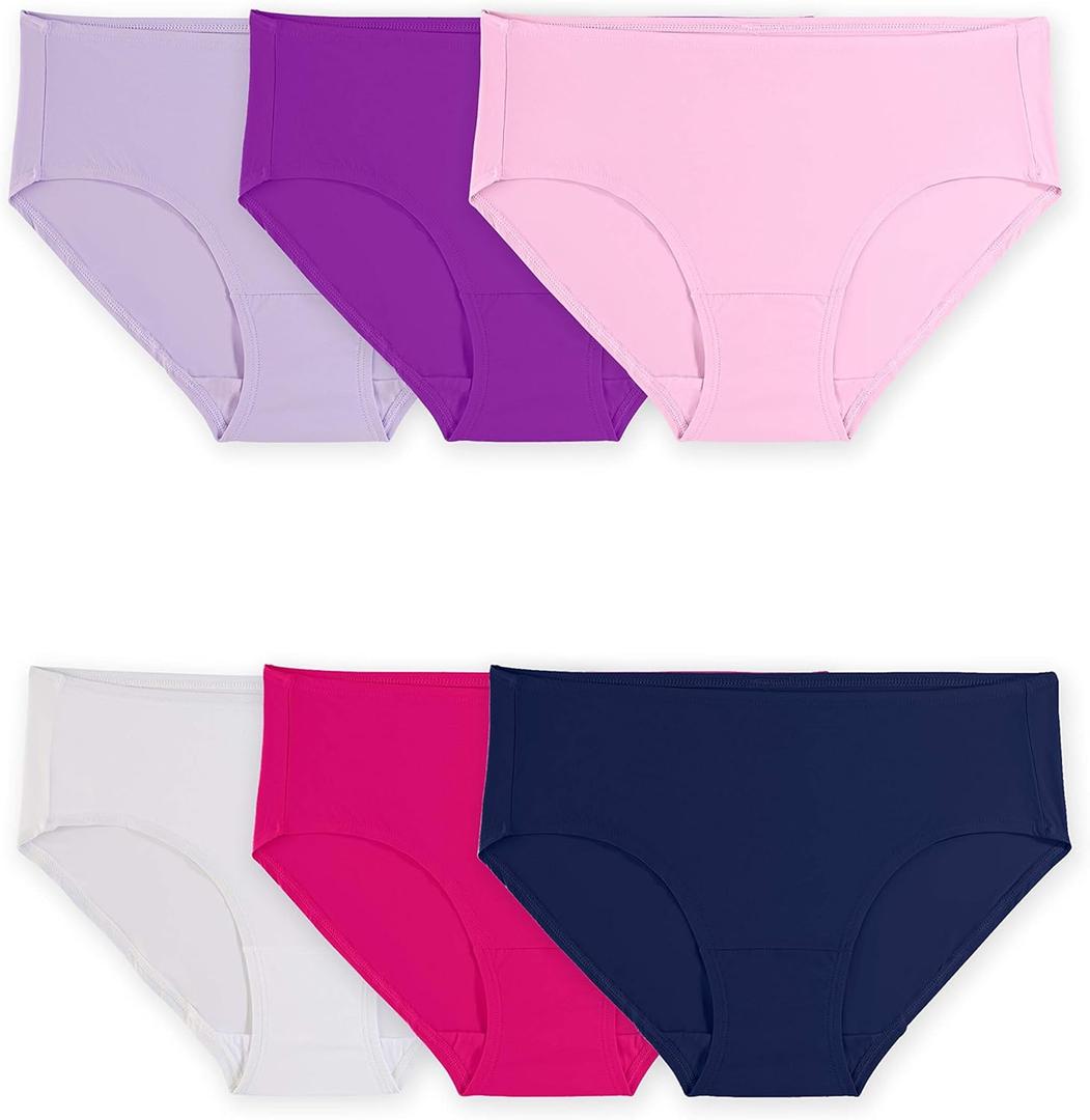 Fruit of the Loom Women's 360 Underwear, High Performance Stretch for Effortless Comfort (5, Microfiber - Low Rise Brief - 6 Pack - Colors May Vary)
