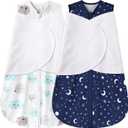 Newborn Sleep Sack Baby Swaddle,3-6 Months,3-Way Adjustable Wearable Blanket,100% Rayon Cotton Swaddling sleeping bagTOG 0.5Clouds&Starry Sky