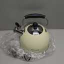 Tea Kettle, 2 Quart Stainless Steel Whistling Tea Kettle, Stovetop Whistling Teakettle Tea Pots for Stove Top with Ergonomic Folding Handle, Small Teapot, Water boiler for Tea, Coffee (White)