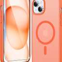 FNTCASE for iPhone 15 Case Matte: iPhone 14/13 Case Magnetic Phone Cases with Screen Protector Compatible with Magsafe Slim Anti Yellowing Rugged Protective Translucent Cell Cover (C-Orange)