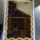 Bathroom Mirror for Wall, 20"x30" Boho Wavy Wood Mirror Large Full Length Decorative Mirror with Tempered Glass, Natural Wooden Frame Vanity Mirror for Bedroom, Living Room, Entryway