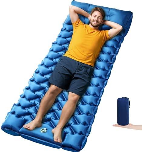 Qpau Oramoose Sleeping Pad, Compact Sleeping Pad for Camping with Pillow Built-in Foot Pump, Inflatable Sleeping Mat for Travel Backpacking Hiking Sleeping Bag Tent, Outdoor Adventure Camp Gear
