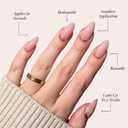 Glamnetic Press On Nails - Goal Getter | Medium Almond Fake Nails and Neutral Gold Reverse French Tip, Salon Quality | 15 Sizes - 30 Nail Kit Wtih Glue