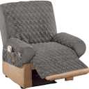 Collections Etc Diamond-Shape Quilted Stretch Recliner Cover with Storage Pockets and Elastic Straps - Furniture Protector | Storage Pockets and Elastic Straps - Furniture Protector, Slate Gray, Recliner