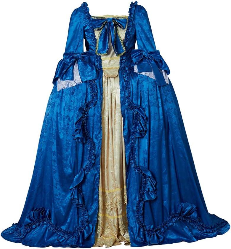 Court Rococo Baroque Marie Antoinette Ball Dresses 18th Century Georgian Era Costumes Dress Victorian Ball Gown (Blue, M)