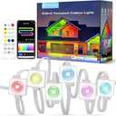 Permanent Outdoor Lights,120ft 80LEDs Permanent Outdoor Lighting,RGB+IC Smart Eaves Lights IP67 Waterproof for Halloween, Christmas, Holiday, Party, Compatible with Alexa, Google