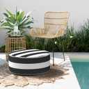 Indoor/Outdoor Inflatable Ottoman D21 x H9 inch, Round Footstool Inflatable Foot Rest Ottoman with Handle, Portable Ottomans Pouf for Patio, Garden, Camping, Home, Cabana Black