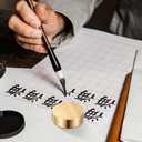 1pc Paperweight Drawing Weightpaper Mini Decor Chinese Painting Brush Rest Calligraphy Painting Supplies Office Desk Decor Writing Supply Man Penholder Brass