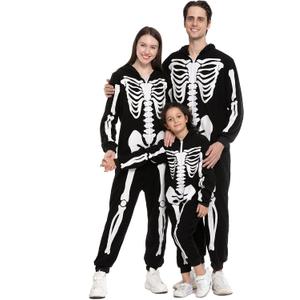 Spooktacular Creations Halloween Skeleton Pajama, Family Matching Skeleton Pajama for Halloween Cosplay Party (X-Large, Black)
