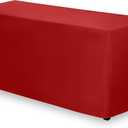 Gee Di Moda Fitted Tablecloth - 72 x 30 Inch Red Floor-Length Fitted Table Cloth for 6 Foot Rectangle Table, Heavy Duty Washable Fabric for Parties, Dinner, Weddings, Baby Shower & Trade Show