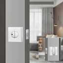 Bathroom Door Knob Lock with Indicator Light,Modern Privacy Lock, Square Deadbolt Lock (Keyless), Interior Swivel Knob, for Home,Office,Bathrooms,Restrooms (Silver)