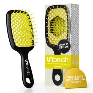 FHI Heat UNbrush Detangling Brush for Pain-Free Brushing on All Wet or Dry Hair Types Durable DuoFlex Anti-Static Bristles, Lightweight Handle, Vented Hair Brush