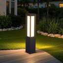 Solar Landscape Path Lights, 31.5" Modern Bollard Lighting 3000K LED Pathway Driveway Outdoor Light Fixture Waterproof Floor Lamp Aluminum Walkway Lantern for Outside Patio Garden Lawn Decoration