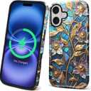Magnetic Case for iPhone 17 Design,Compatible with MagSafe,Slim Protective Soft TPU Bumper Phone Cover Women Girls Case for iPhone 17-Stained Stained Mandala Vine