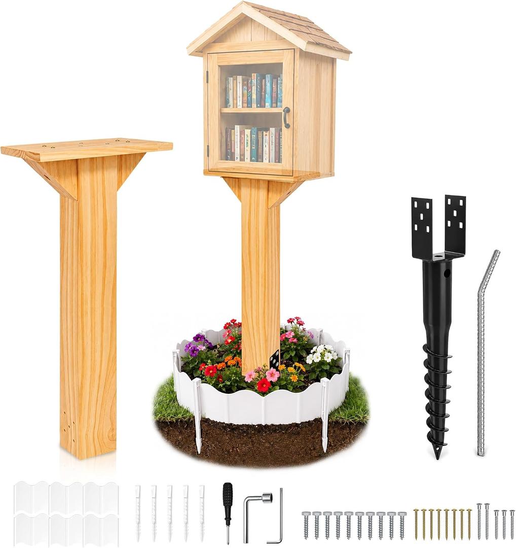 Little Library Mount Kit, 4x4x31.5 Wood Post with No-Dig Ground Anchor