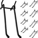 20Pcs 4/6Inch Double Arm Pegboard Hooks, Fit 1/4" Pegboard Hole, Metal Peg Board Peg Tool Holder Hanger with Black Rubber Tip Peg Board Organizer Accessories for Hanging Tool (Black, 4/6 Inch)