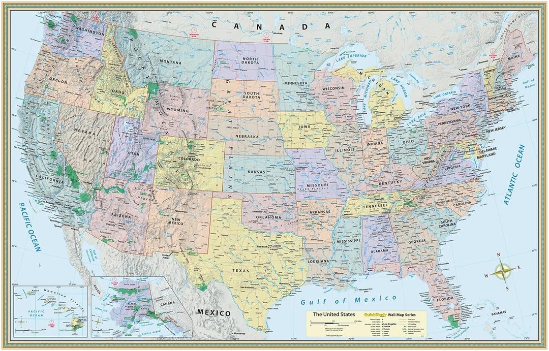 U.S. Map Poster (32 x 50 inches) - Laminated: a QuickStudy Reference Tool