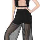 Lyrical Dance Dress for Women 2PCS Chiffon Cross Back Crop Top Ballet Leotard Shorts Mesh Sheer Pants Dance Outfits (Medium, Black (2pcs))