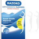 RAZOKO Orthodontic Flossers for Braces, Ortho Dental Floss Picks, Braces Flossers for Kids Teeth & Adults, Unflavored, 75 Count (Pack of 3) Pack of 2
