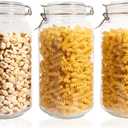 Glass Jars with Airtight Lid, Large Glass Food Storage Jars, 3 Pack Wide Mouth Airtight Glass Jars ffor Flour, Cereal, Coffee, Pasta and Canning(70OZ)