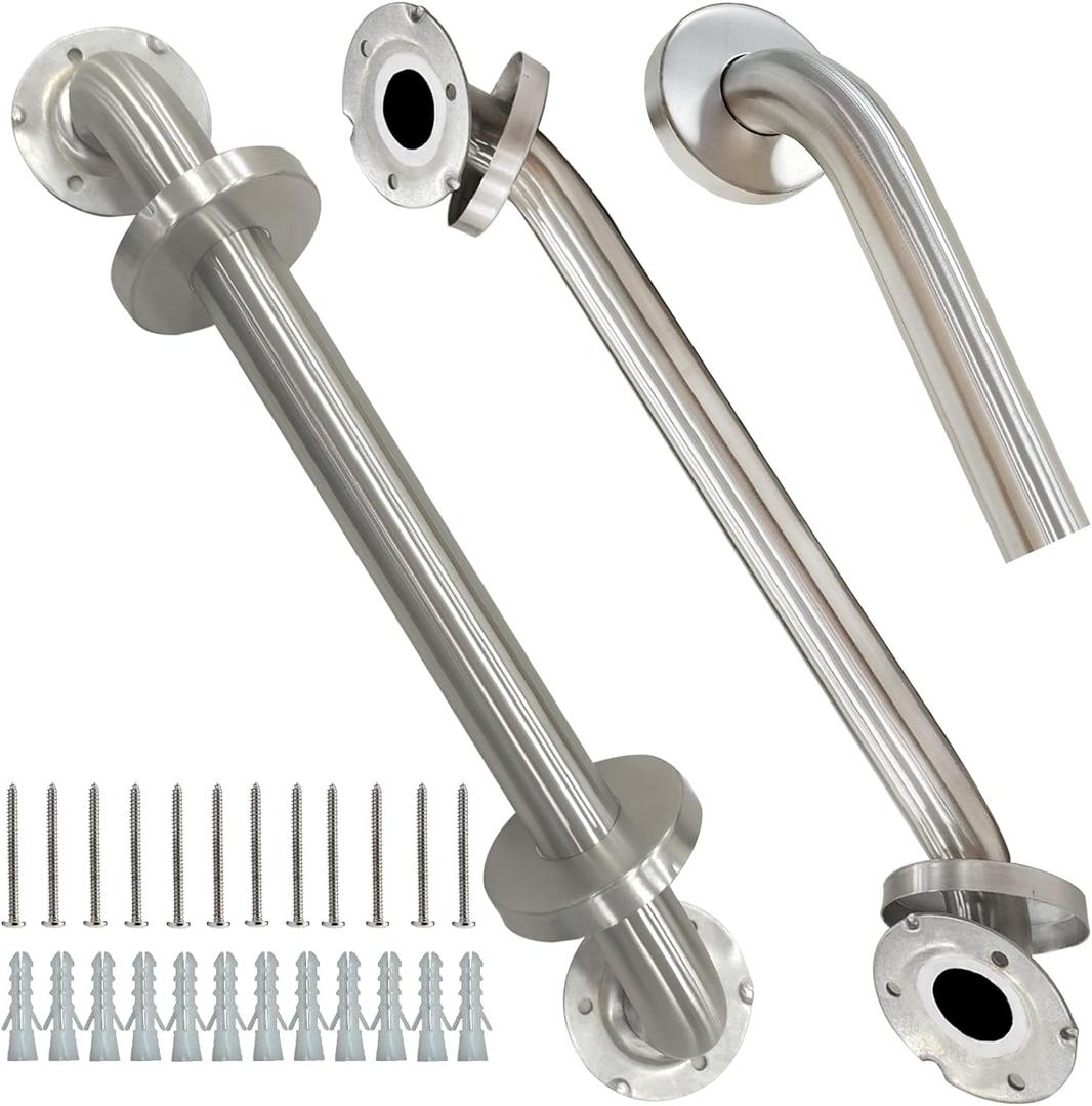 2 Pack Grab Bars for Bathroom, 24 Inch Chrome Stainless Steel Shower Grab Bar, 304 Stainless Steel Safety Grab Bar for Bathtubs and Showers, 500lbs Support Shower Bar for Seniors for Christmas Gifts (24 Inch (Pack of 2), Chrome Polished)