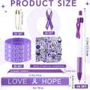 Lyrow 250 Pieces Domestic Violence Awareness Bumper Stickers Silicone Ribbon Wristbands Purple Ribbon Pins Breast Cancer Breast Cancer Awareness Pen for Accessories