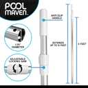 8-Foot Telescopic Swimming Pool Pole, Two-Piece Fluted Aluminum Tubing with Inside Locking Cam, White ABS Grip, Adjustable Design for Skimmers, Brushes, Rakes, and Vacuums