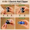 4-in-1 Electric Nail Clipper with 3 Adjustable Speeds, Electric Nail Trimmer with Trimming, Polishing & Debris Collection, Dual LED Lights, Safe & Painless Electric Nail Clippers for Seniors, Black